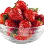 Fresh strawberries in a bowl.