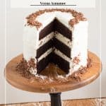 Pinterest image for chocolate cake with whipped cream.