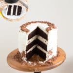 A sliced chocolate cake.
