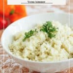 Pinterest image showing how to make cauliflower rice