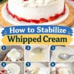 Pinterest image on how to Stabilize Whipped Cream 5 Methods.