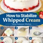 Pinterest image on how to Stabilize Whipped Cream 5 Methods.