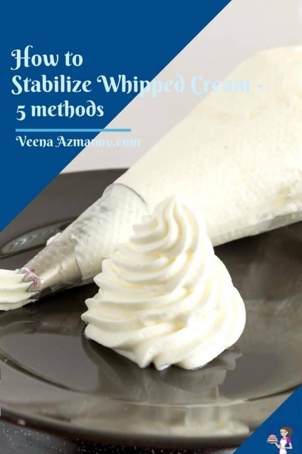 Pinterest image for stabilized whipped cream.