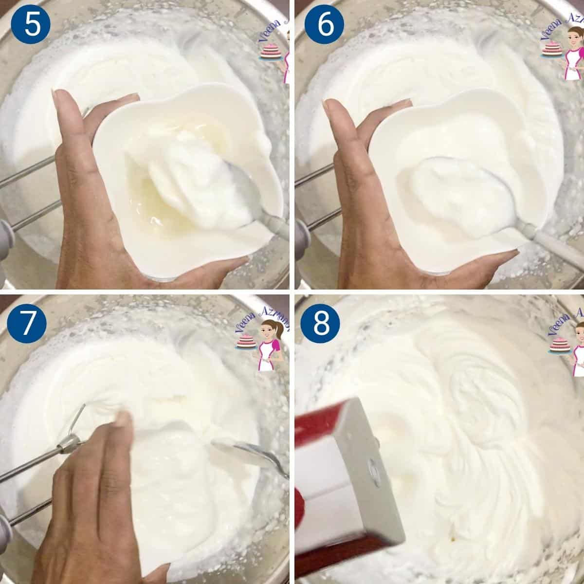 Progress pictures collage - stabilized whipped cream with gelatin