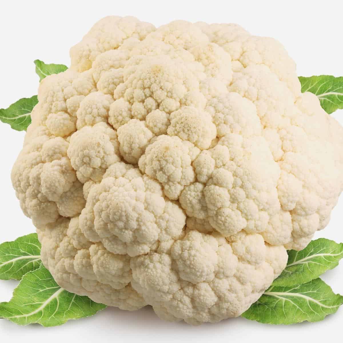 A raw cauliflower head