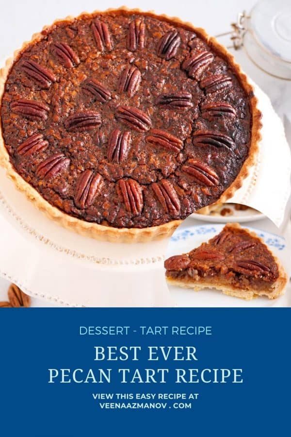 Pinterest image for pecan pie tart.