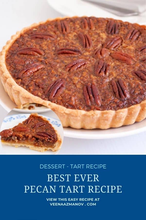 Pinterest image for tart with pecans.