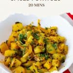 Pinterest image for Indian Spiced Potatoes or Bombay Potatoes.