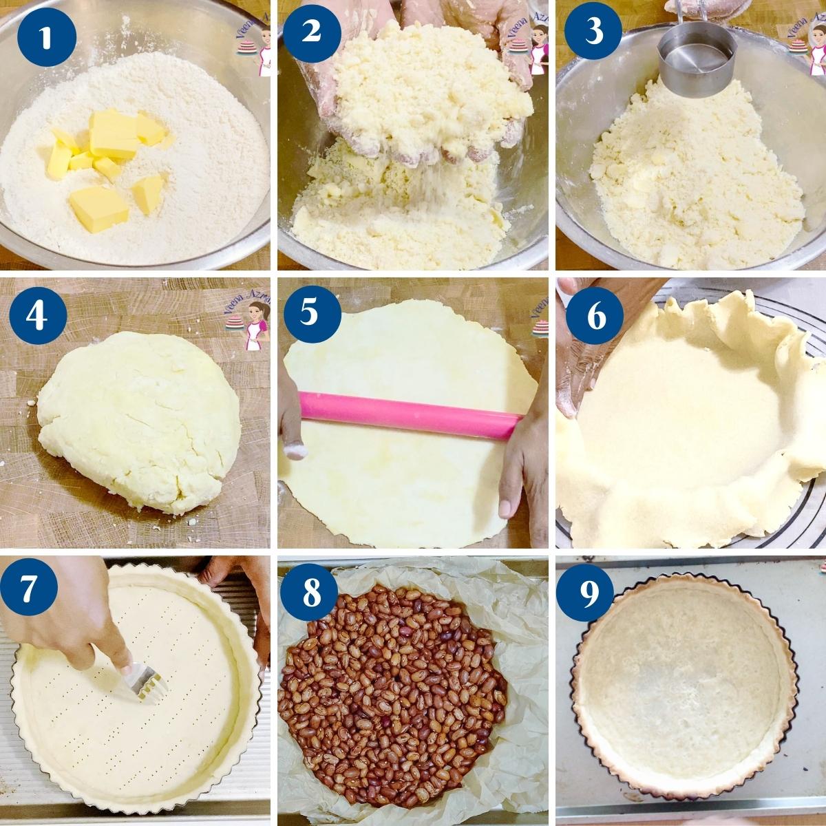 Progress pictures making the tart crust.