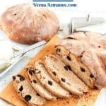 Pinterest image for raisin walnut bread.