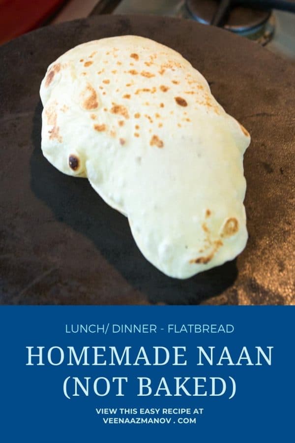 Pinterest image for naan recipe.