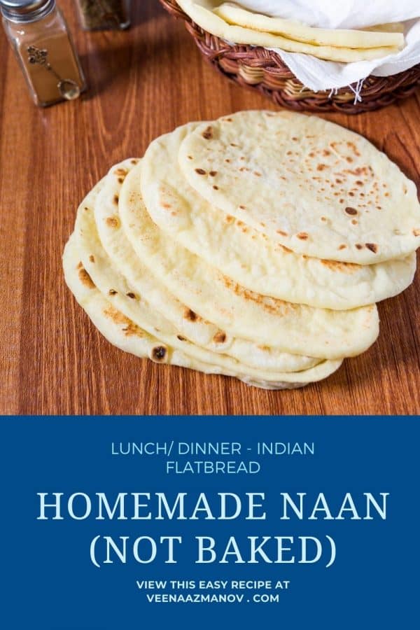 Pinterest image for naan recipe.