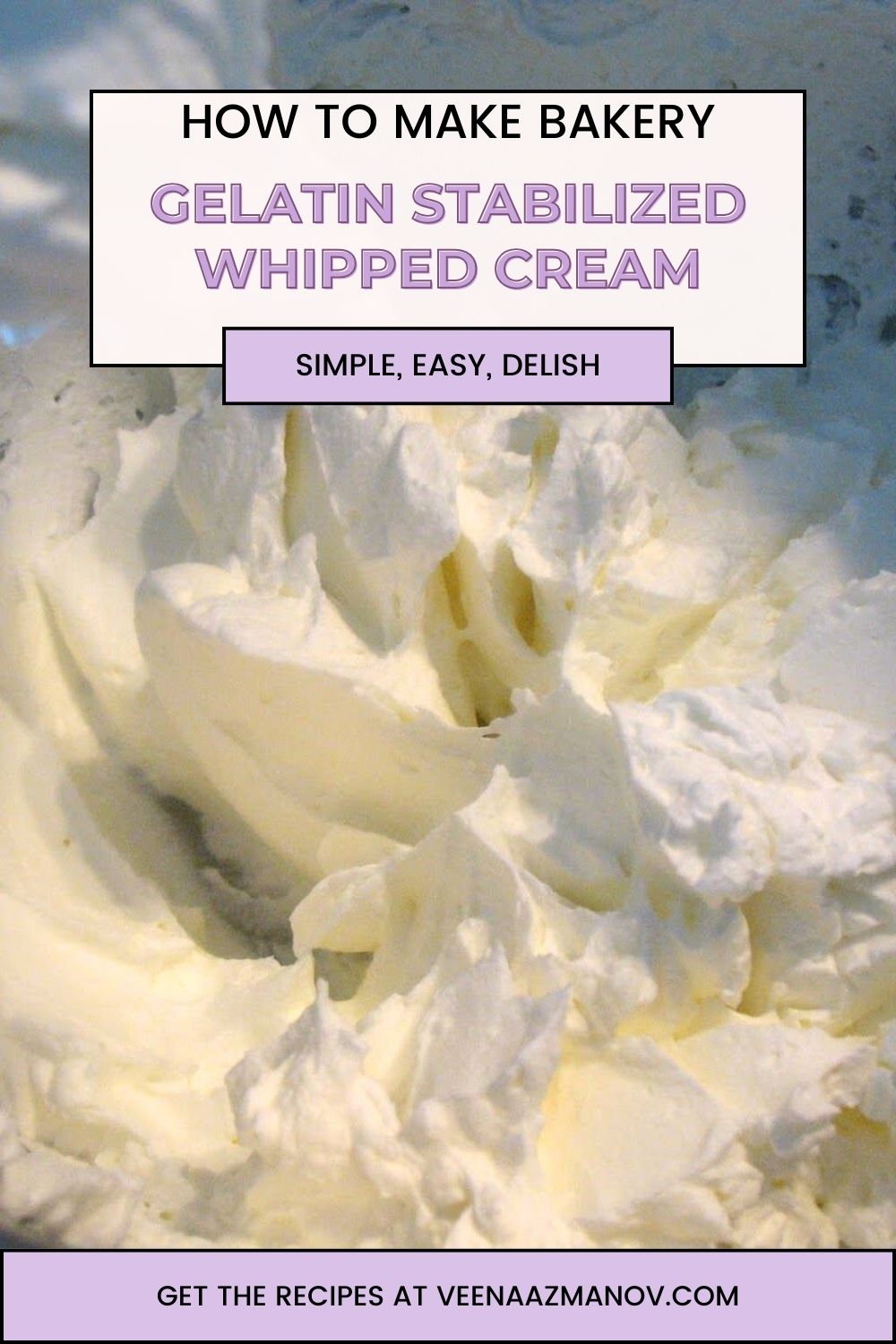 Pinterest image for Stabilized Whipped Cream.
