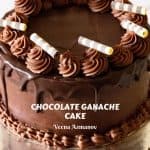 Pinterest image for chocolate cake with chocolate ganache frosting.