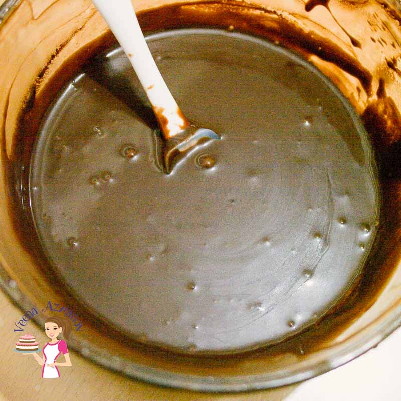 An image optimized for social media share for this chocolate ganache chocolate cake recipe a true chocolate lovers dream cake.