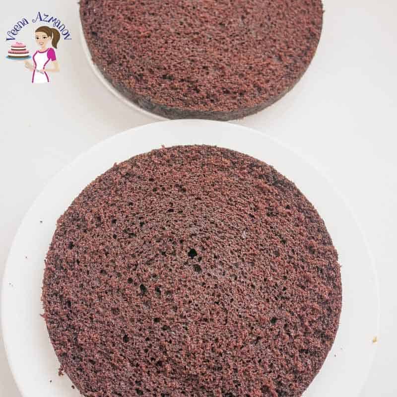 Progress photos of making a Chocolate ganache cake.