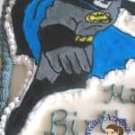 An edible image of Batman made from frozen buttercream.