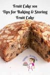A piece of fruit cake on a table.