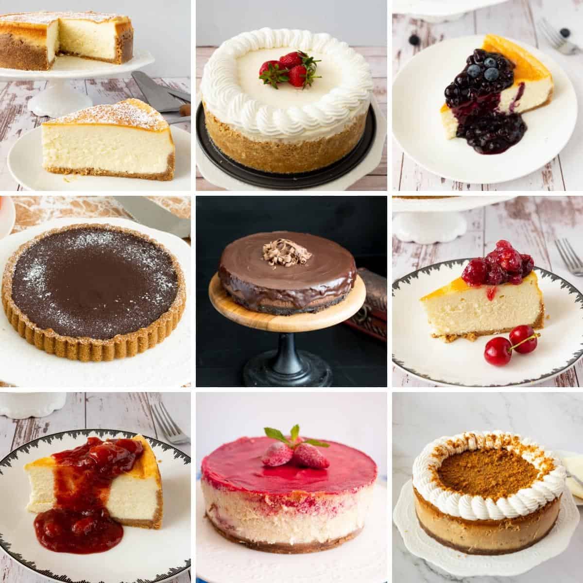 Collage of cheesecake recipes.