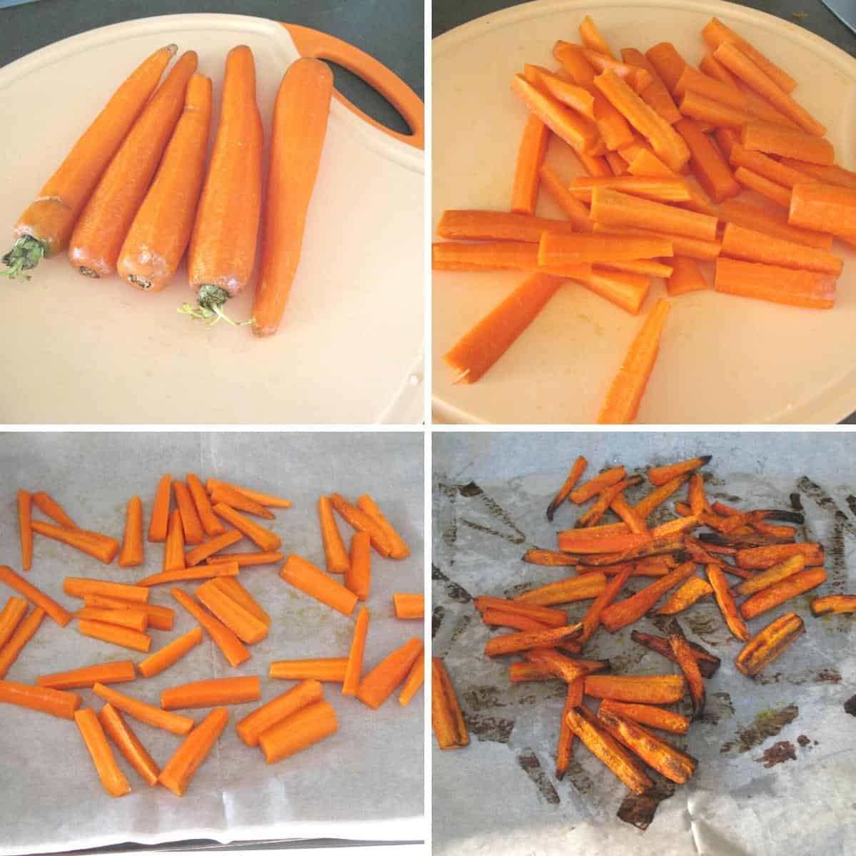 Progress pictures for baked carrot sticks