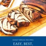 Pinterest image Recipe for chocolate babka.