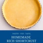 Pinterest image - how to make short crust pastry dough.
