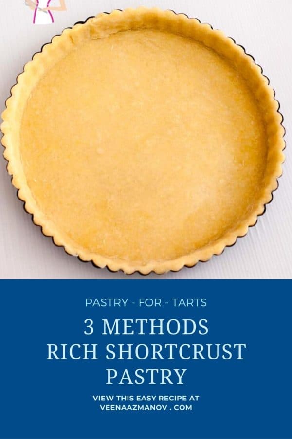 Pinterest image for making rich shortcrust pastry.