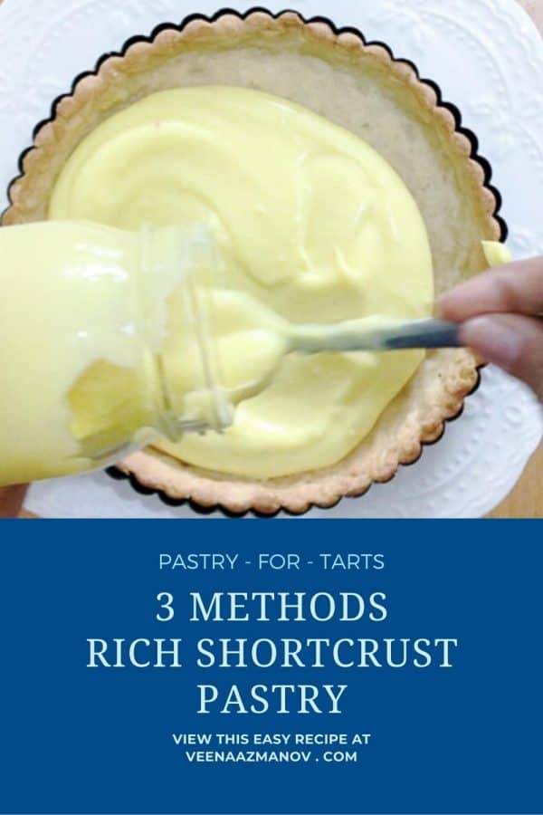 Pinterest image for making tart crust pastry.
