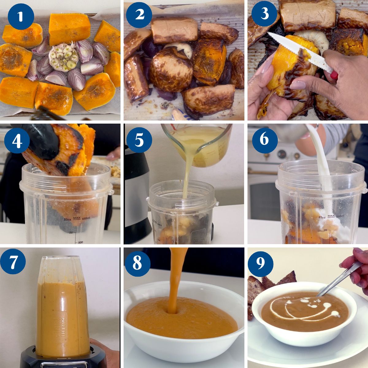 Ingredients for roast butternut squash soup.