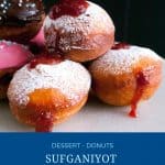 Pinterest image for sufganiyot jam doughnuts.