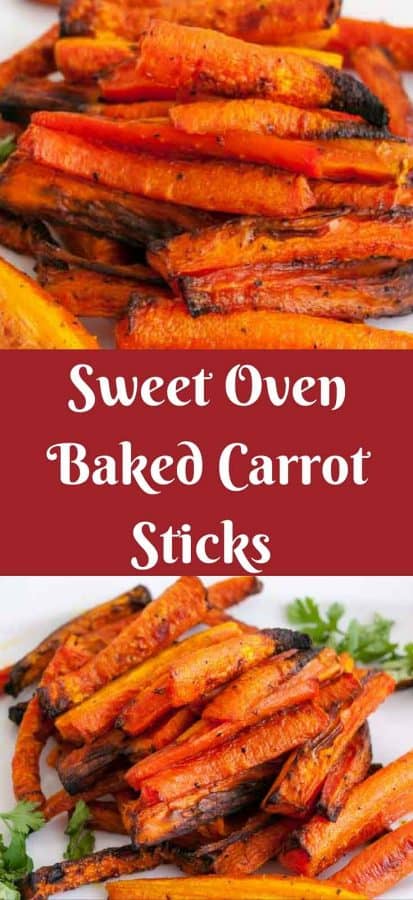 The oven baked carrot sticks are an easy way to eat heart healthy veggies more often. Baking veggies makes them sweeter and more delicious. The simple, easy and effortless recipe will have you and the family eating carrots often because they take less than 30 minutes to make.