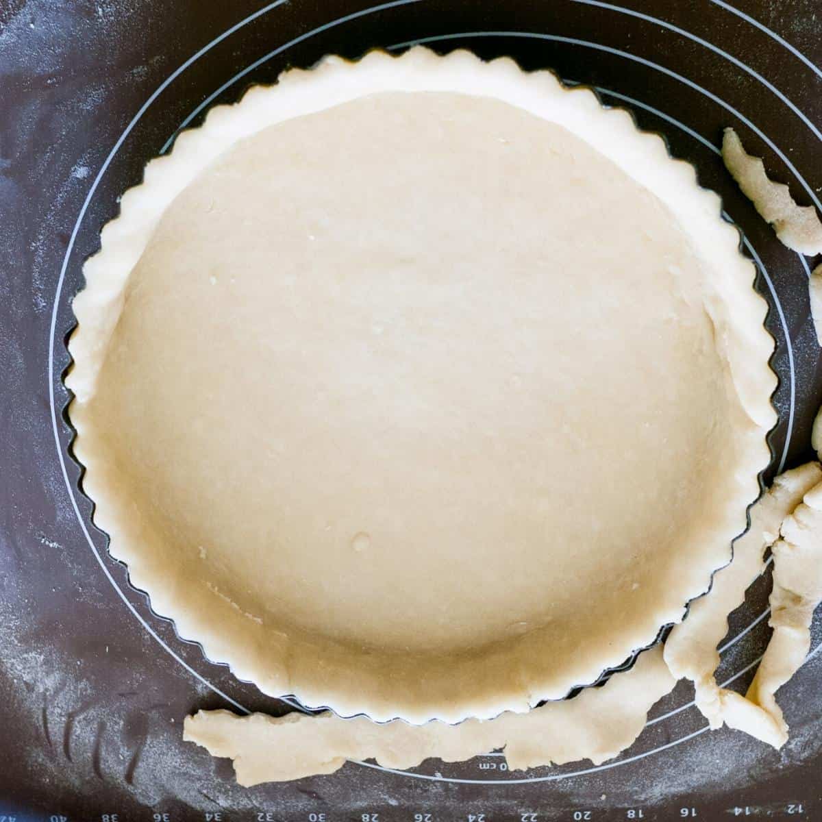 A tart lined with short crust pastry.