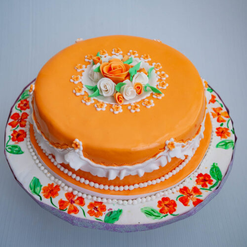 Traditional Wedding Cake with marzipan fondant.