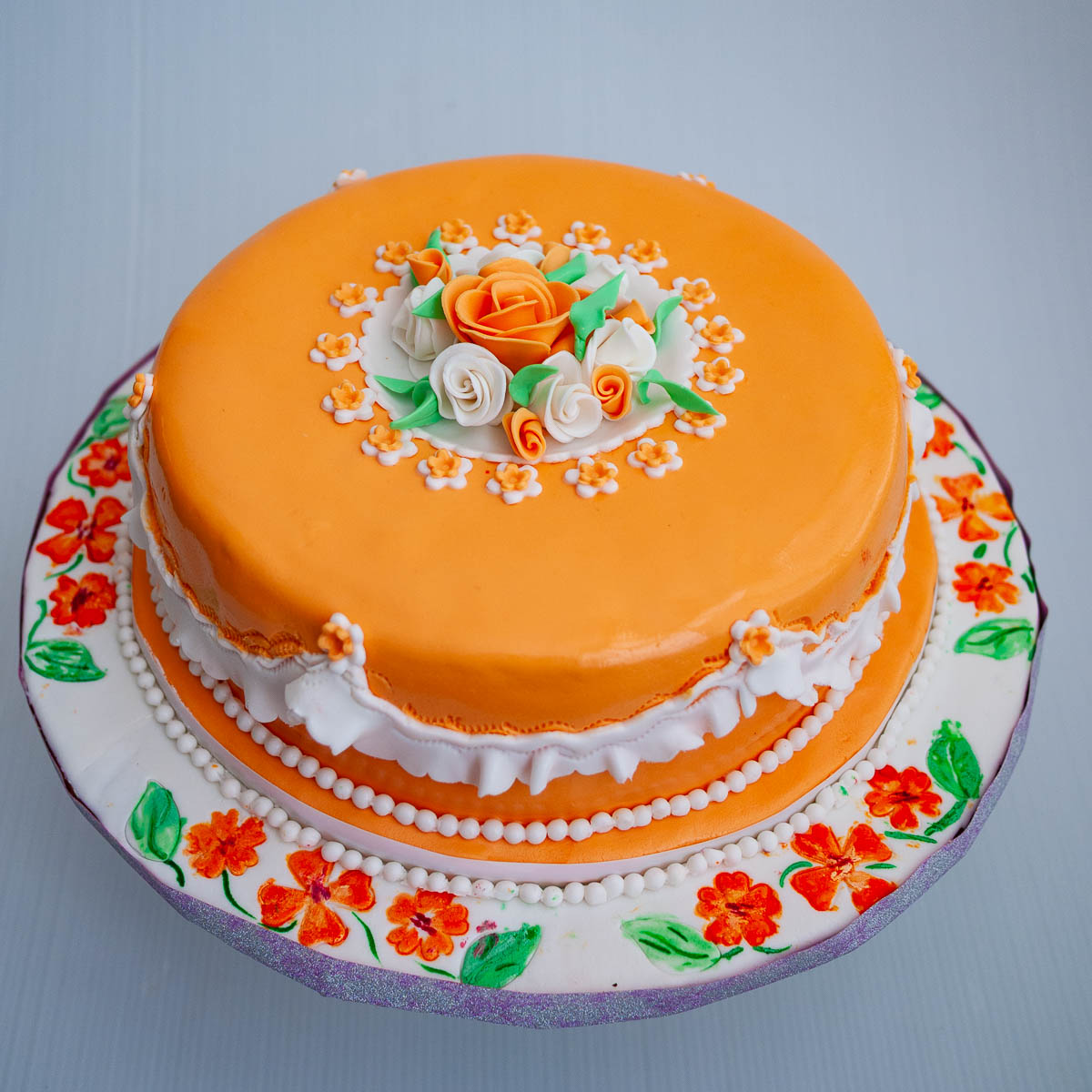 Traditional Wedding Cake with marzipan fondant.