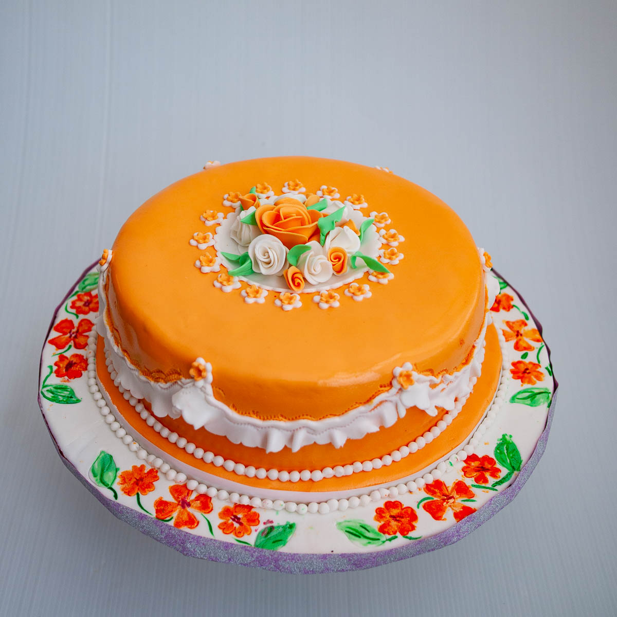 British-style fruitcake wedding cake with marzipan and fondant decoration.