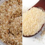 Almond meal and almond flour collage.