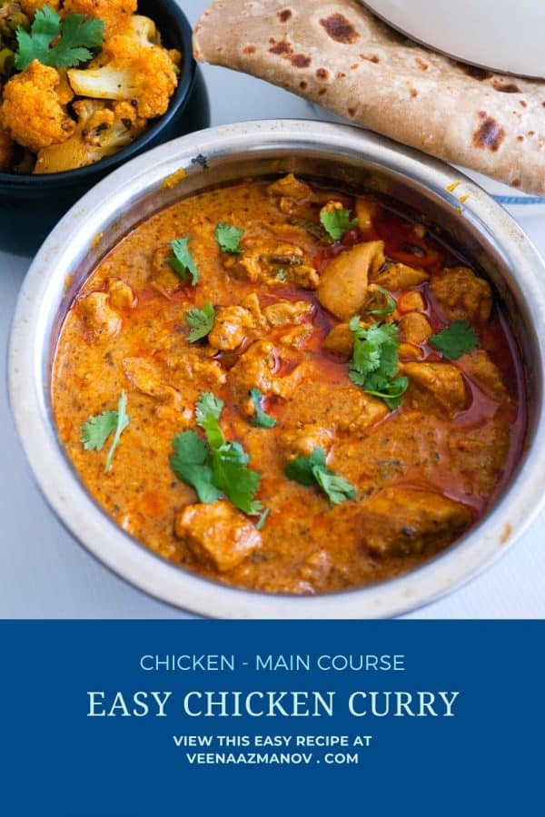 Pinterest image for making chicken curry in 20 mins.
