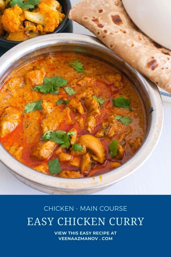 Pinterest image for easy chicken curry.