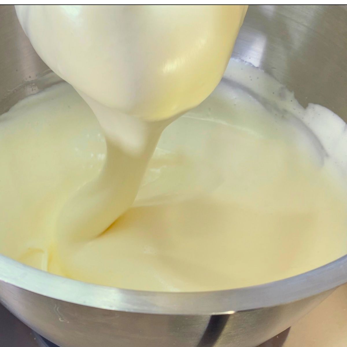 Eggs whipped to ribbon stage.