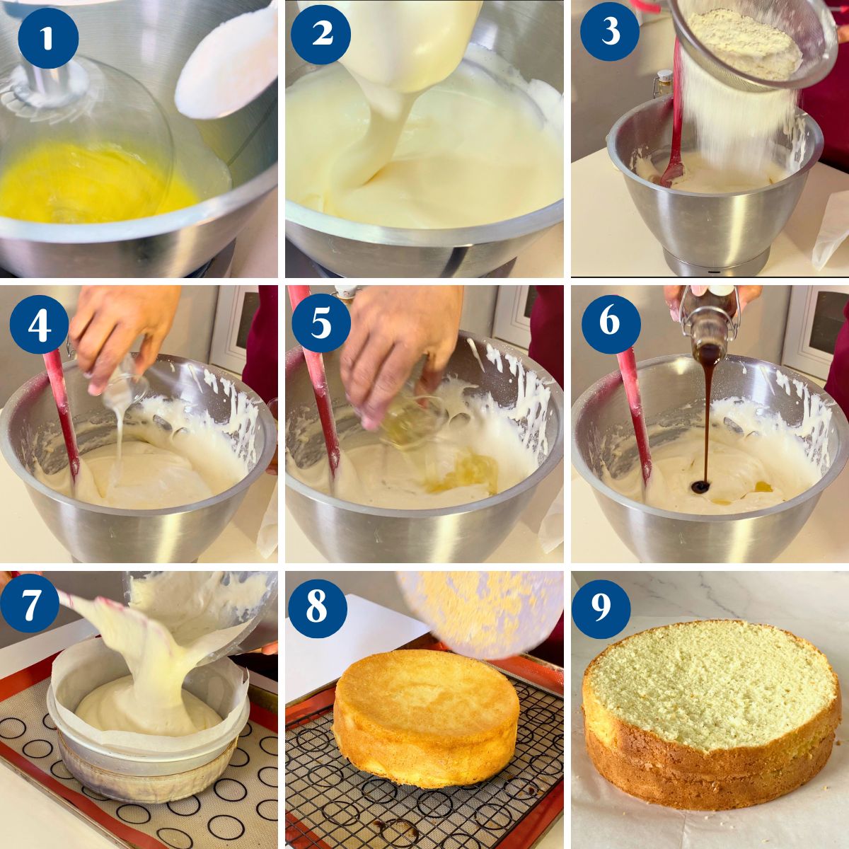Ingredients for making light sponge cake.