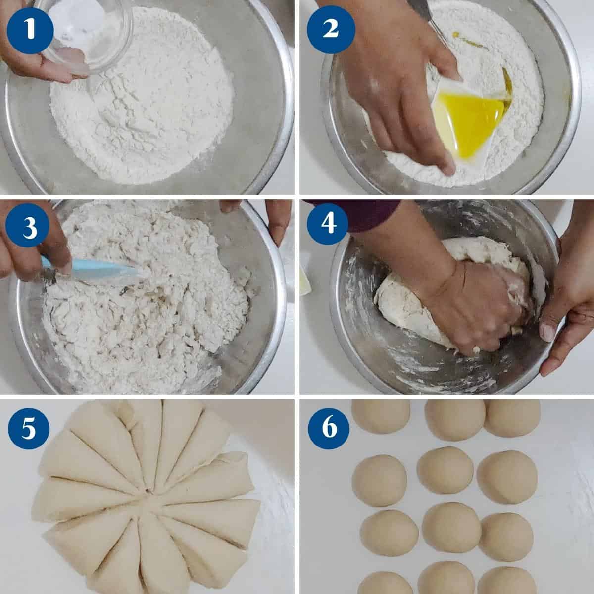 Progress pictures making the tortilla dough.