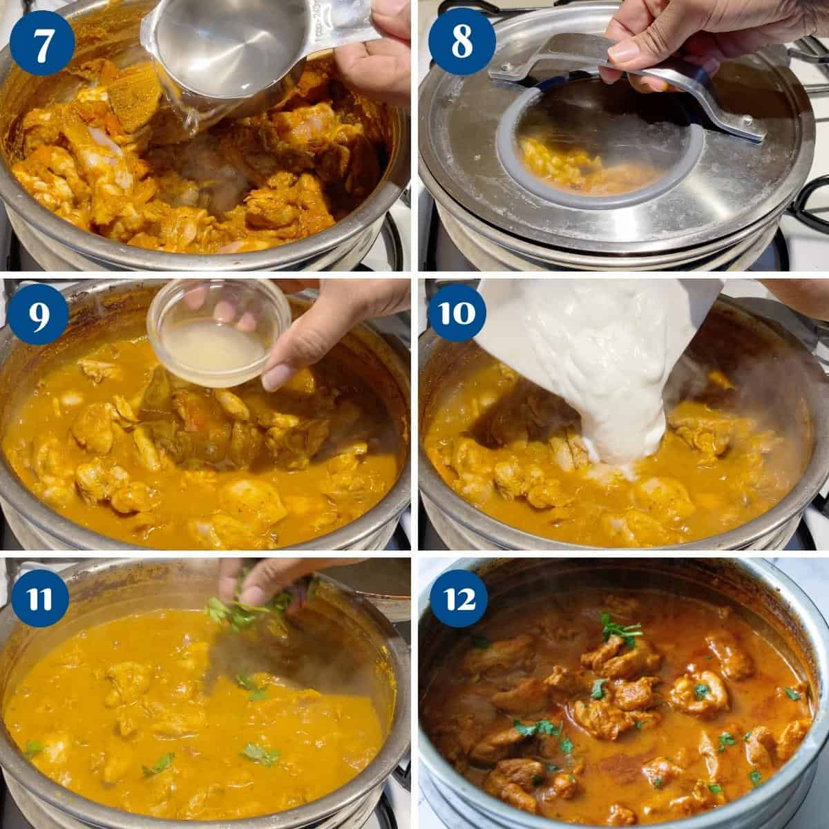 Progress pictures making the curry with chicken in sour cream.