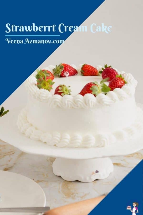 Pinterest image for strawberry cake
