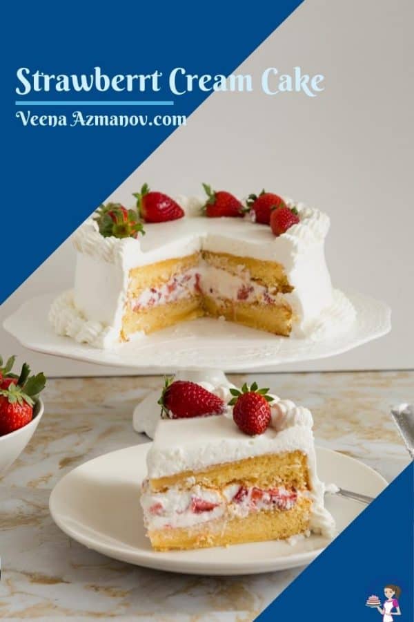 A Pinterest image for strawberry cake