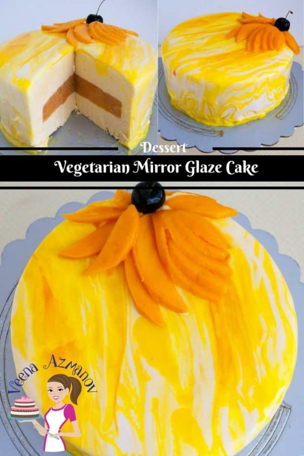 Mango Mousse Cake with Jello insert topped with a Shiny glaze like mirror