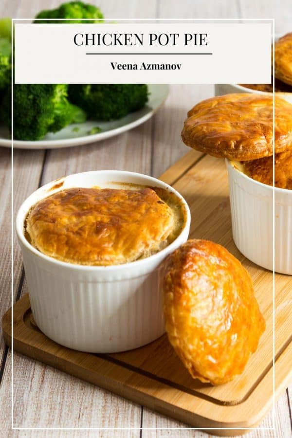 Pinterest image for making Pot Pie with Chicken and Puff Pastry.