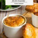 Pinterest image for making Pot Pie with Chicken and Puff Pastry.