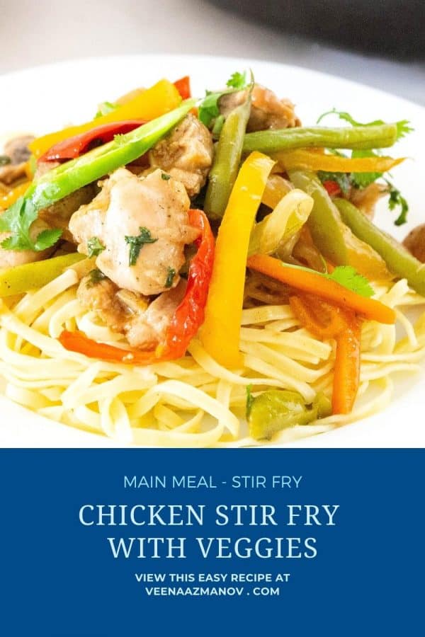 Pinterest image for Chicken Stir Fry with Veggies.