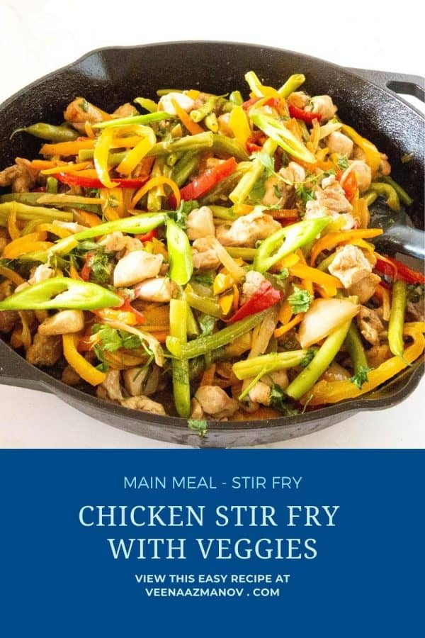 Pinterest image for Chicken and Veggies Stir Fry.