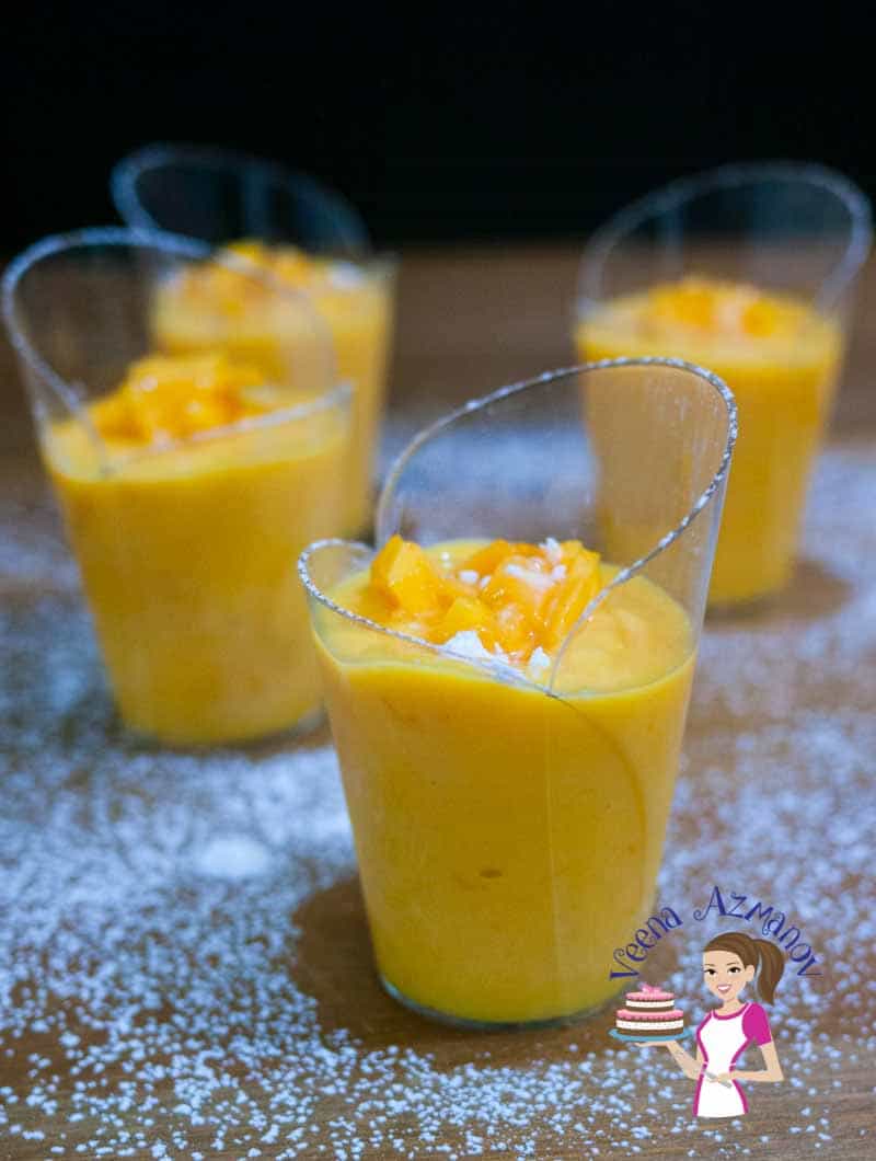 A glass of mango mousse.